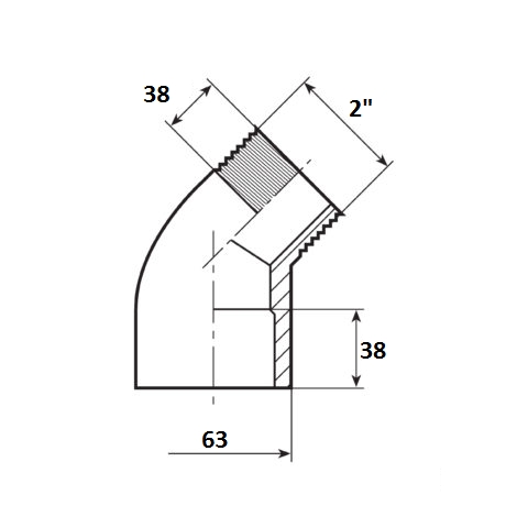 Угол 45° переход  63мм x 2" НР Aquaram (60H) (7302563)