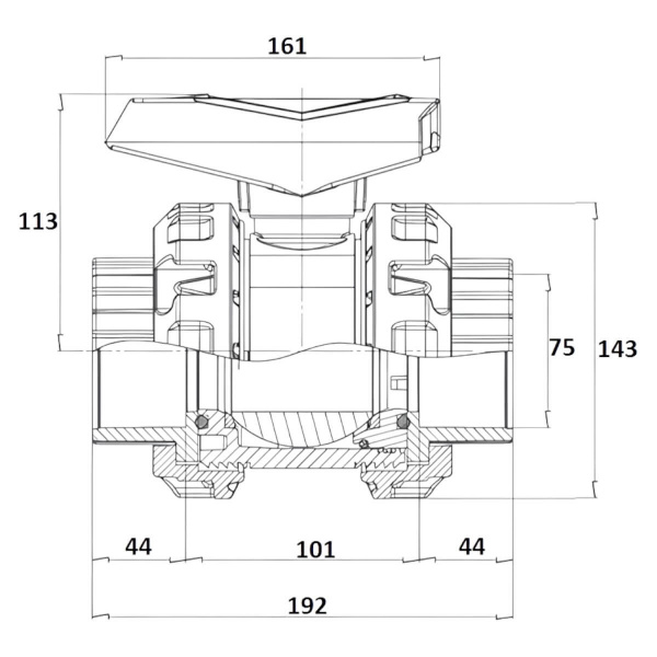 Кран шаровой  75мм Gemas HDPE-EPDM (2) (131117L)
