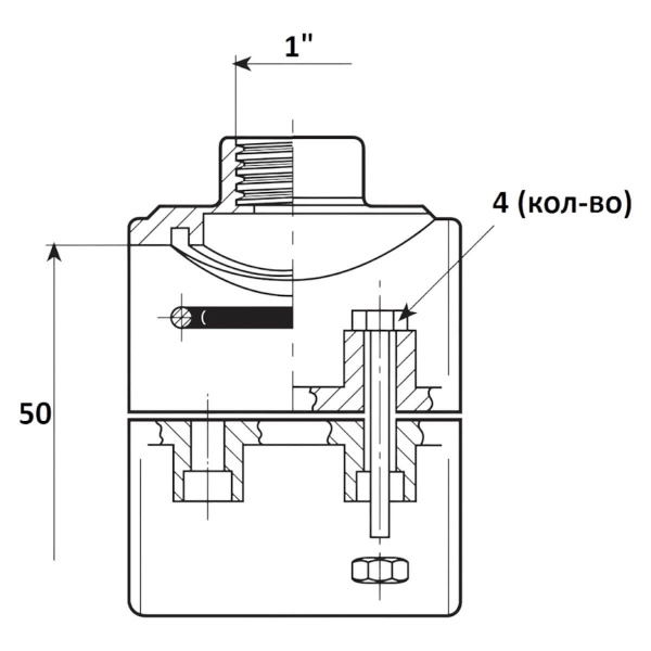 Тройник обжимной 50мм x 1" ВР Aquaram (80H) (7601052)