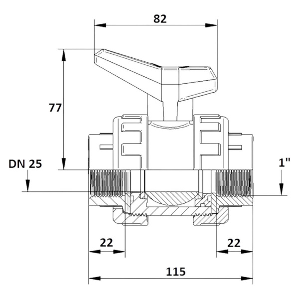 Кран шаровой 1" DN25 Aquaram HDPE-EPDM (30N) (1020032)