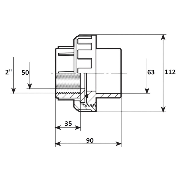 Муфта разъемная 63мм x 2" ВР Aquaram (60T) (7403063)