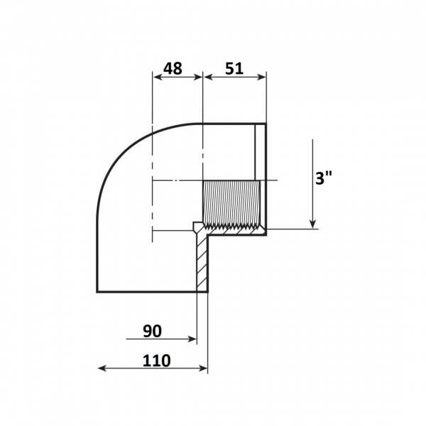 Угол 90 переход 90мм x 3" ВР Aquaram (20H) (7301090)