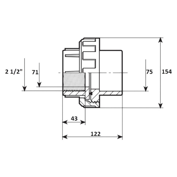 Муфта разъемная 75мм x 2 1/2" ВР Aquaram (12U) (7403075)