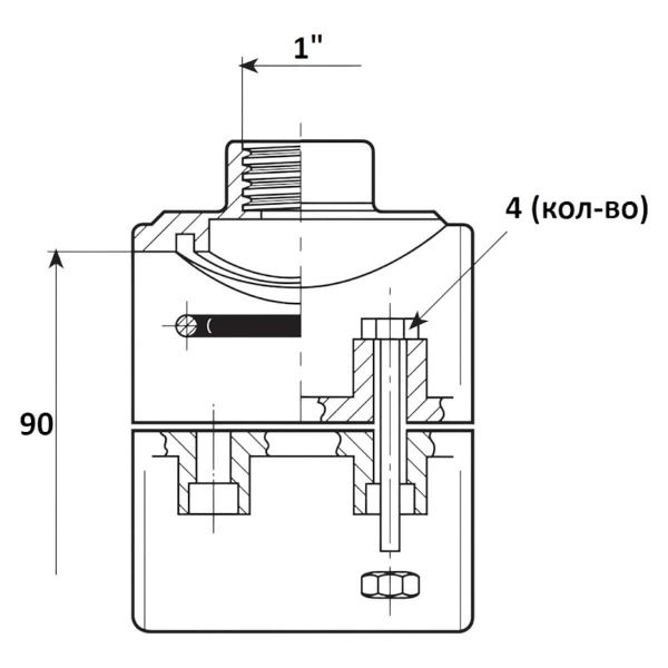 Тройник обжимной 90мм x 1" ВР Aquaram (30H) (7601092)