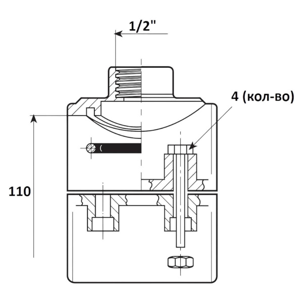 Тройник обжимной 110мм x 1/2" ВР Aquaram (19H) (7601109)