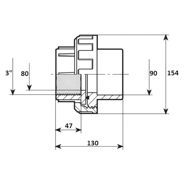 Муфта разъемная 90мм x 3" ВР Aquaram (12U) (7403090)