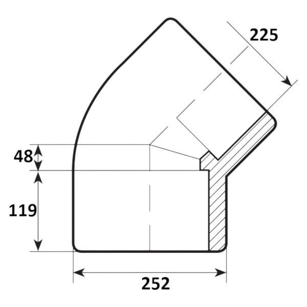 Угол 45 225мм Aquaram (2H) (7102225)
