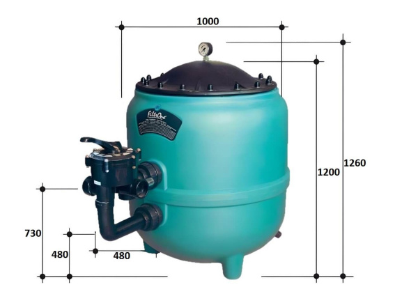 Фильтр  39м3/ч Gemas FILTRONE L 1000мм черная крышка 400 без бокового вентиля 2 1/2" (021817LL)