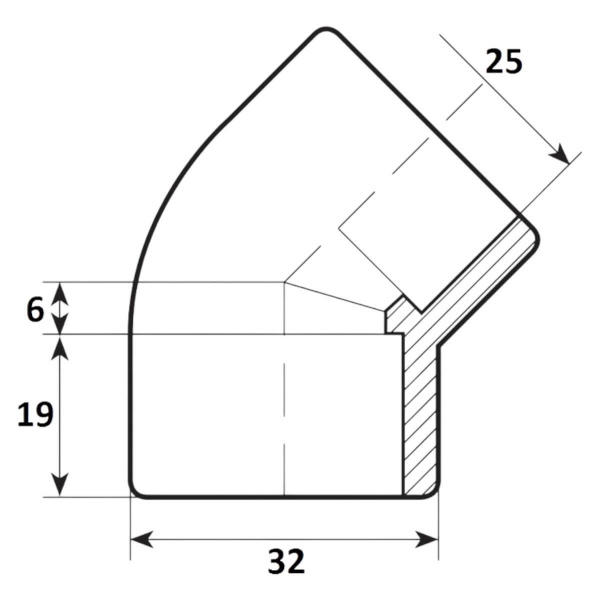 Угол 45 25мм Aquaram (80B) (7102025)