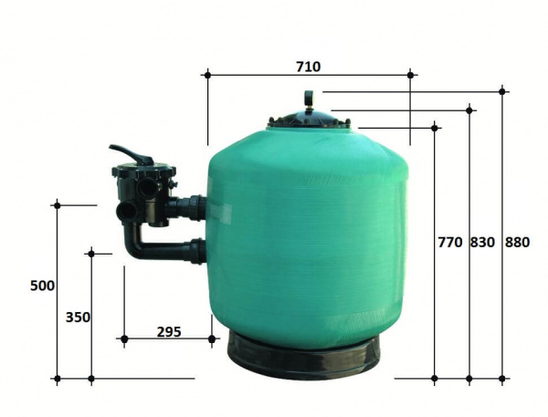Фильтр  20м3/ч Gemas TURBIDRON BL 710мм мотаный с боковым вентилем 2" (021714)