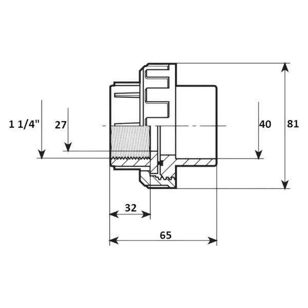 Муфта разъемная 40мм x 1 1/4" ВР Aquaram (100S) (7403040)