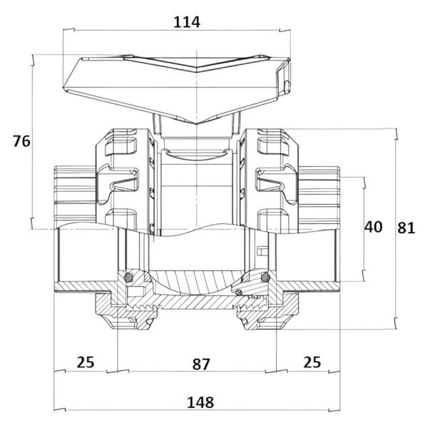 Кран шаровой  40мм Gemas HDPE-EPDM (12) (131114), шт