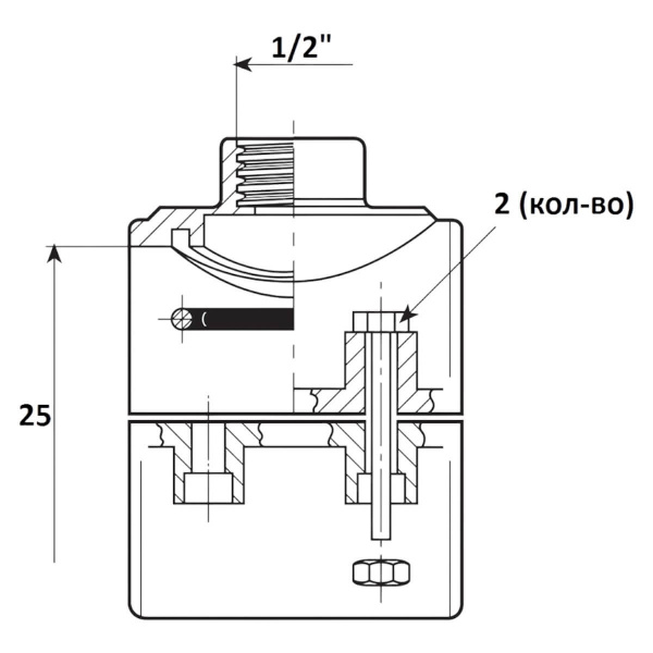Тройник обжимной 25мм x 1/2" ВР Aquaram (180H) (7601025)