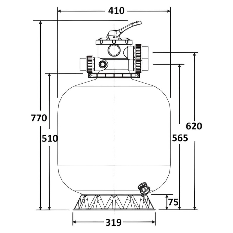 Фильтр   6,5м3/ч Laswim P-DG 410мм пластиковый с верхним вентилем 1 1/2" (P-DG400)