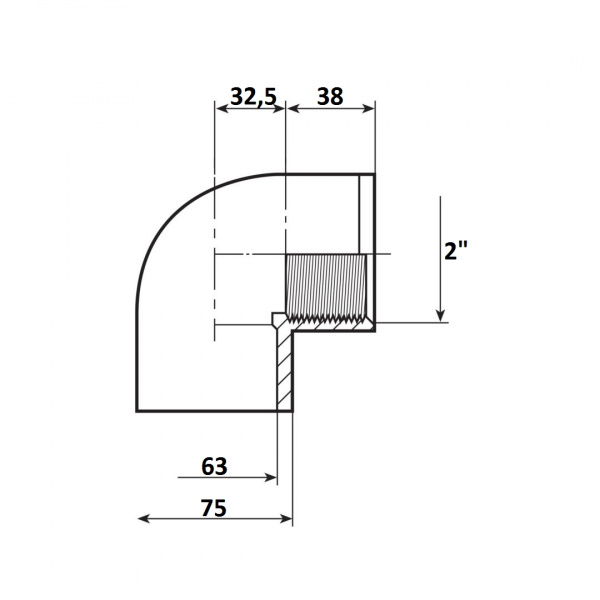 Угол 90 переход 63мм x 2" ВР Aquaram (60H) (7301063)