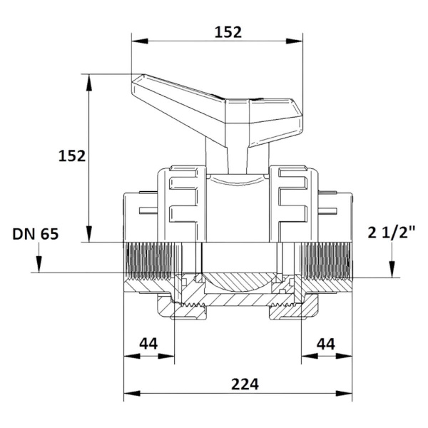 Кран шаровой 2 1/2" DN65 Aquaram HDPE-EPDM (6J) (1020075)
