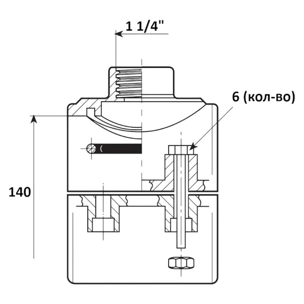 Тройник обжимной 140мм x 1 1/4" ВР Aquaram (25H) (7601141)