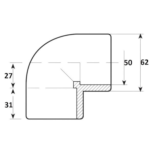 Угол 90 50мм Aquaram (100H) (7101050)