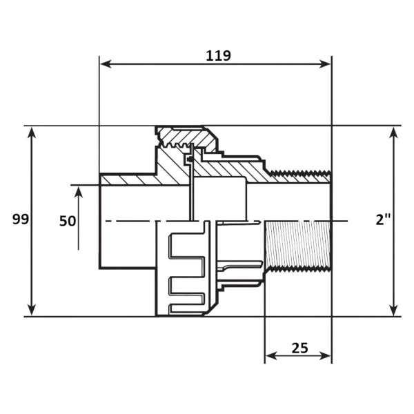 Муфта разъемная 50мм x 2" НР Aquaram (60H) (7407063)