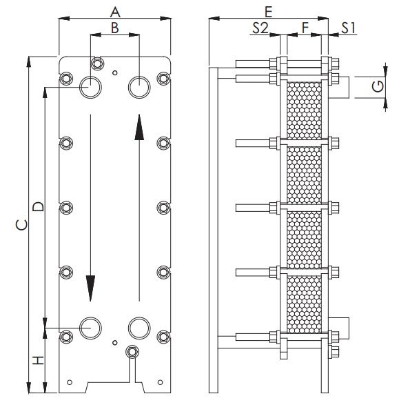 Теплообменник пластинчатый Techno System 819 кВт 316L