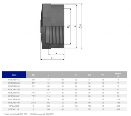 Заглушка резьбовая EFFAST d1/2" (RERCAE020B)
