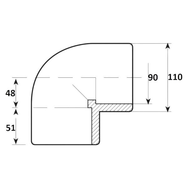 Угол 90°  90мм Aquaram (20H) (7101090), (1 шт)