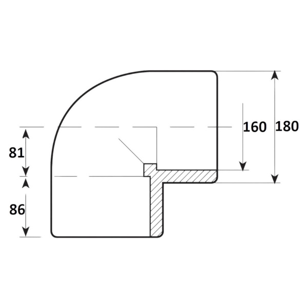 Угол 90° 160мм Aquaram (4H) (7101160)