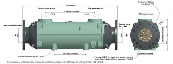 Теплообменник  556кВт Bowman пучок труб медно-никелевый сплав (GK190-5117-3C), шт