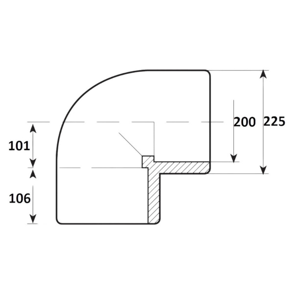 Угол 90° 200мм Aquaram (3K) (7101200), (1 шт)