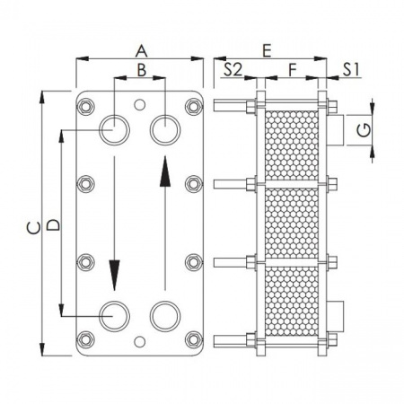 Теплообменник пластинчатый Techno System 287 кВт Titan