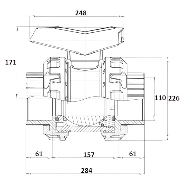 Кран шаровой 110мм Gemas HDPE-EPDM (1) (131119L), шт