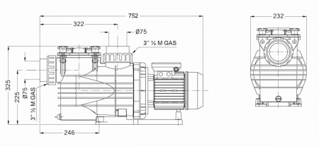 Насос с префильтром  52,2м3/ч PSH MAXI-40T Н=10 3,0кВт 400В (морская вода) (1MAX0400T4V)