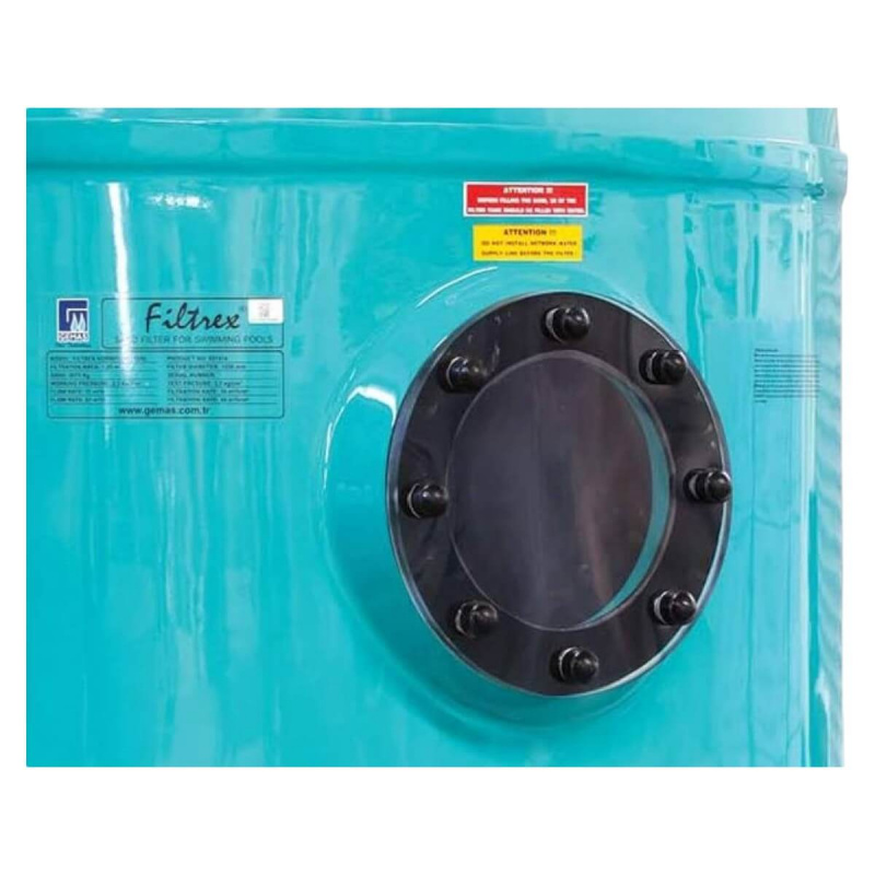 Фильтр  21,5м3/ч Gemas FILTREX-NORM PLUS 830мм 2" М1,2 30м3/ч/м2 Дюз.дно+Люк+См.окно (021412), шт