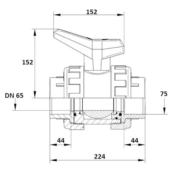 Кран шаровой  75мм DN65 Aquaram HDPE-EPDM (6J) (1010075), шт