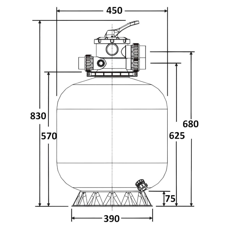 Фильтр   8м3/ч Laswim P-DG 450мм пластиковый с верхним вентилем 1 1/2" (P-DG450)