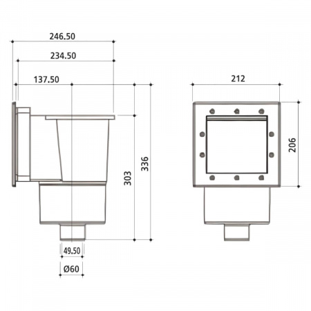 Скиммер Gemas MINI 186х180мм 1 1/2" ВР (универсал) (04213)