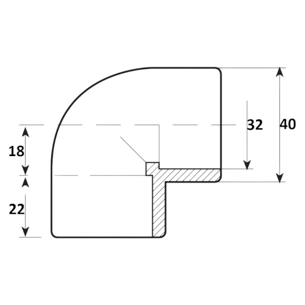 Угол 90°  32мм Aquaram (90C) (7101032), шт