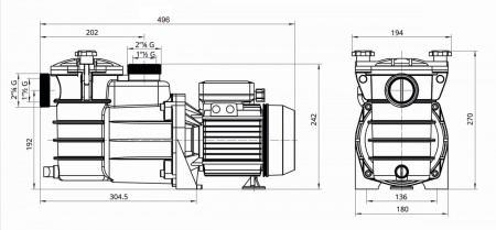 Насос с префильтром  12,5м3/ч PSH MINI-100M Н=10 0,75кВт 230В (морская вода) (1MIN0100M2V)