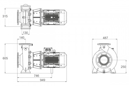 Насос без префильтра чугунный 281м3/ч PSH DN-126 H=10 11кВт 400В (1DN11506E4V)