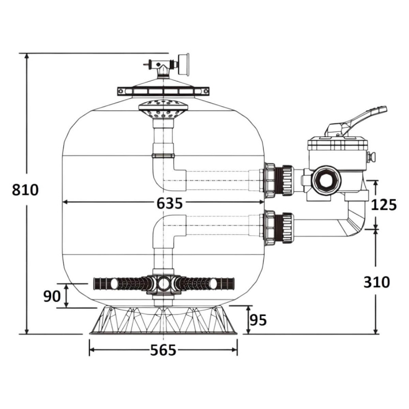 Фильтр  16м3/ч Laswim P-CG 635мм пластиковый с боковым вентилем 1 1/2" (P-CG650)
